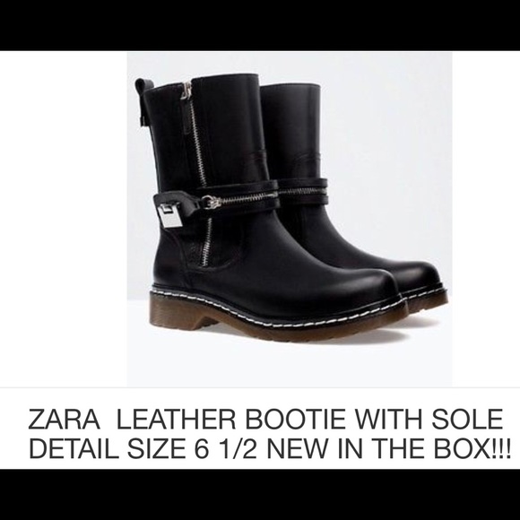 Zara Leather Bootie with Sole Detail size 6 1/2! - Picture 3 of 5